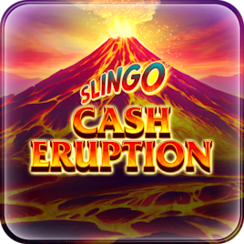 Slingo Cash Eruption slot game with volcano theme and bonus features