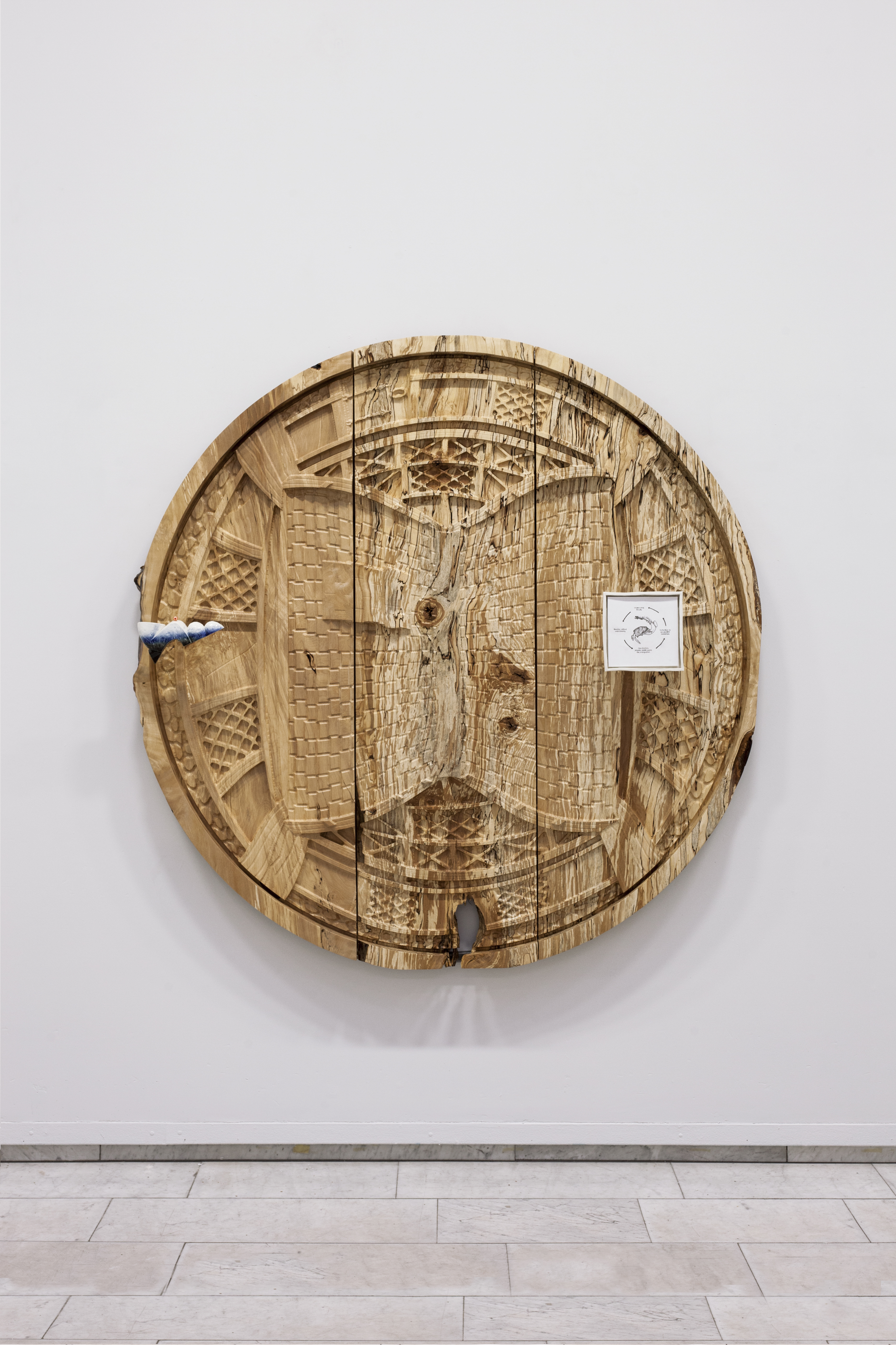 Frieze 2019 Glazed Porcelain,painted glass,bronze,silver birch,pencil on paper,steel brackets:photo Kunstnerforbundet Oslo
