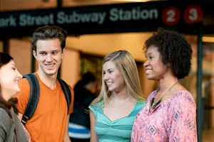 Clark Street train station - first stop from Manhattan to Brooklyn (2 and 3 lines). Subway stop under the St. George Towers building.