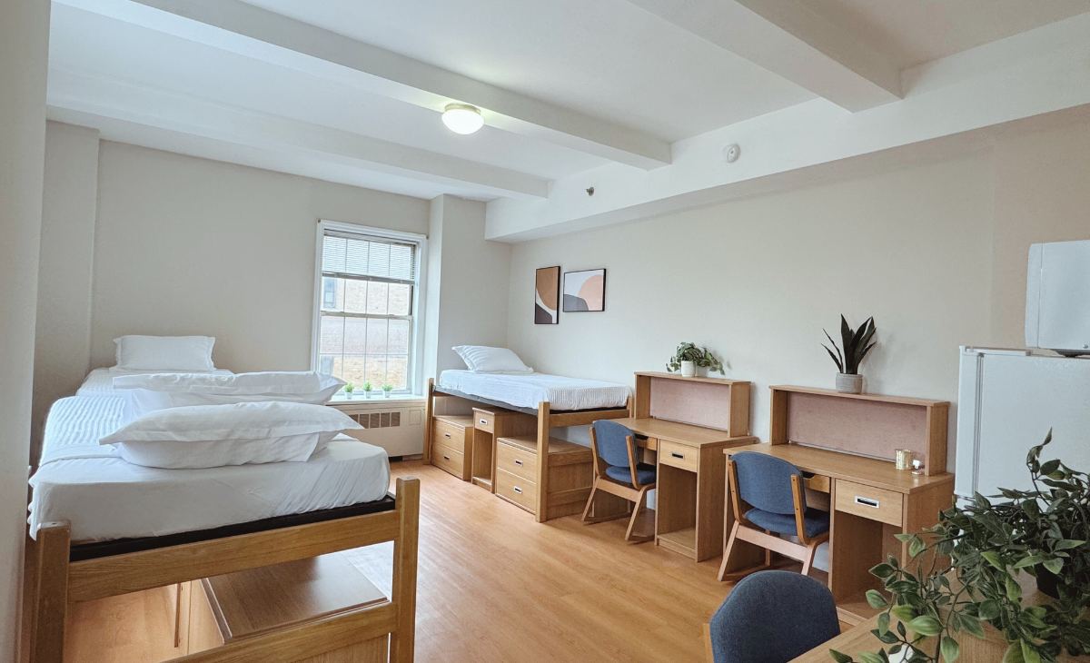 Studio Tower - Sample Triple Room (three person occupancy living space)