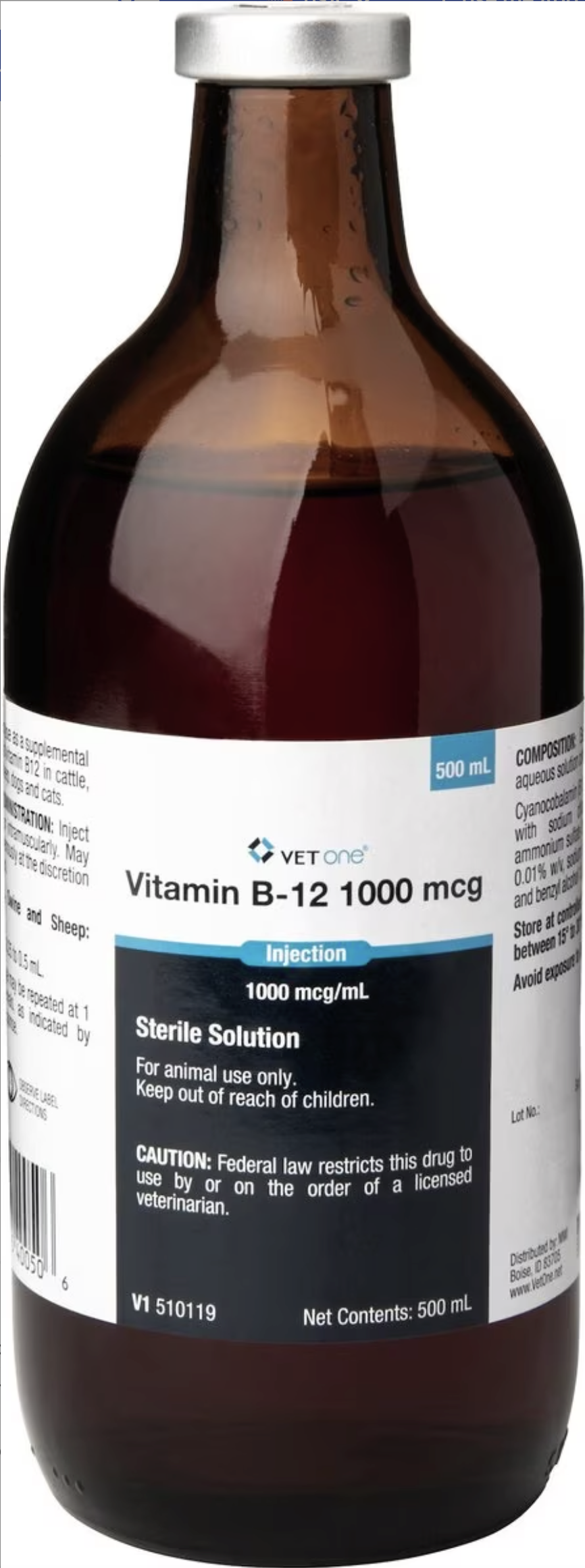 Vitamin B-12 1000 Injection (VetOne), 500 mL