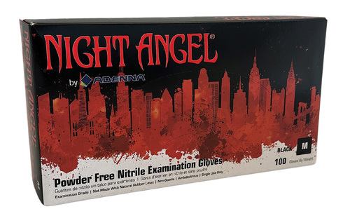 Night Angel Nitrile Exam Gloves, Powder-Free, Black Box