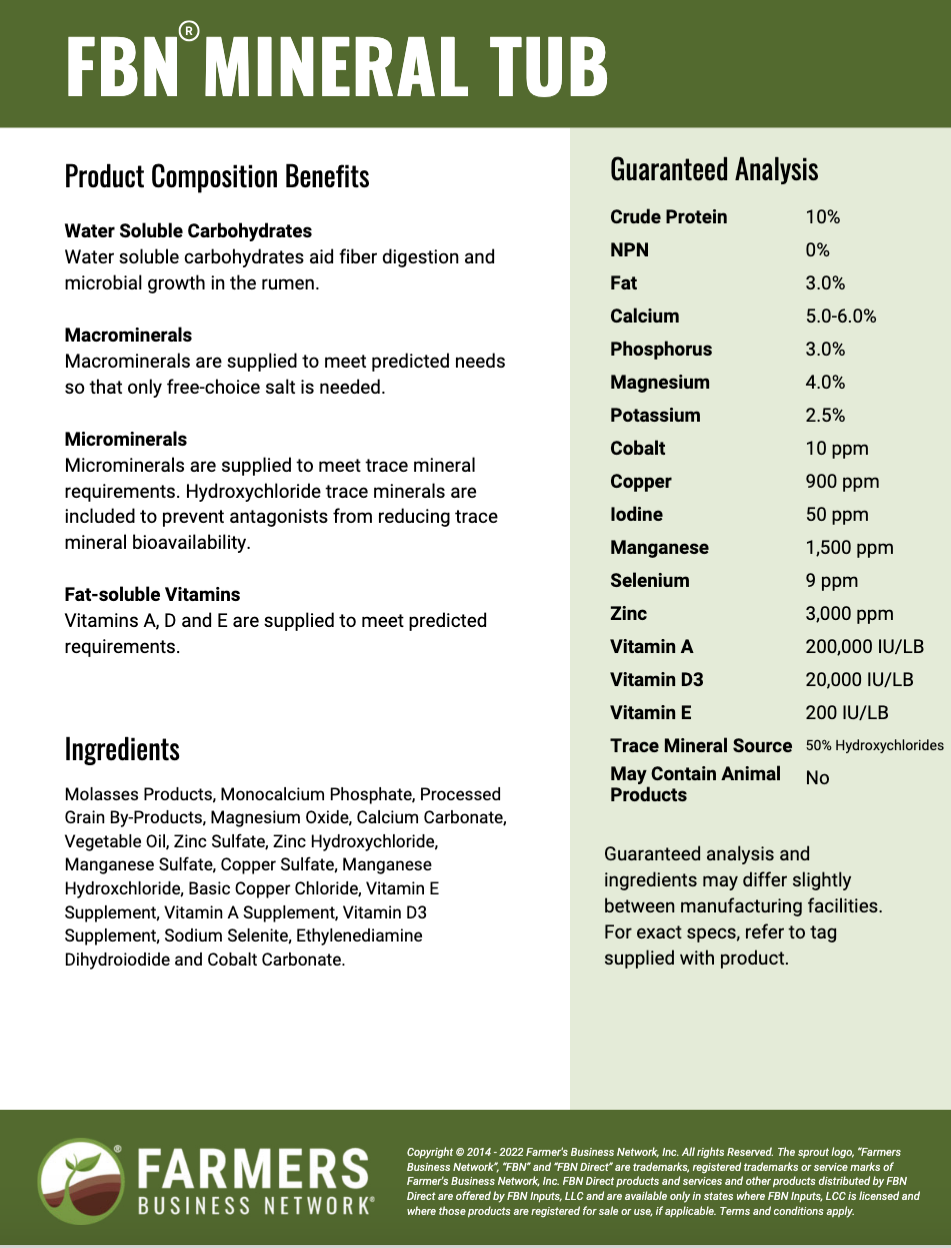 FBN Hi-Mag Mineral Tub Sell Sheet 2