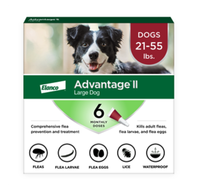 Advantage® II Topical Solution for Large Dogs 21-55 lbs (Red)