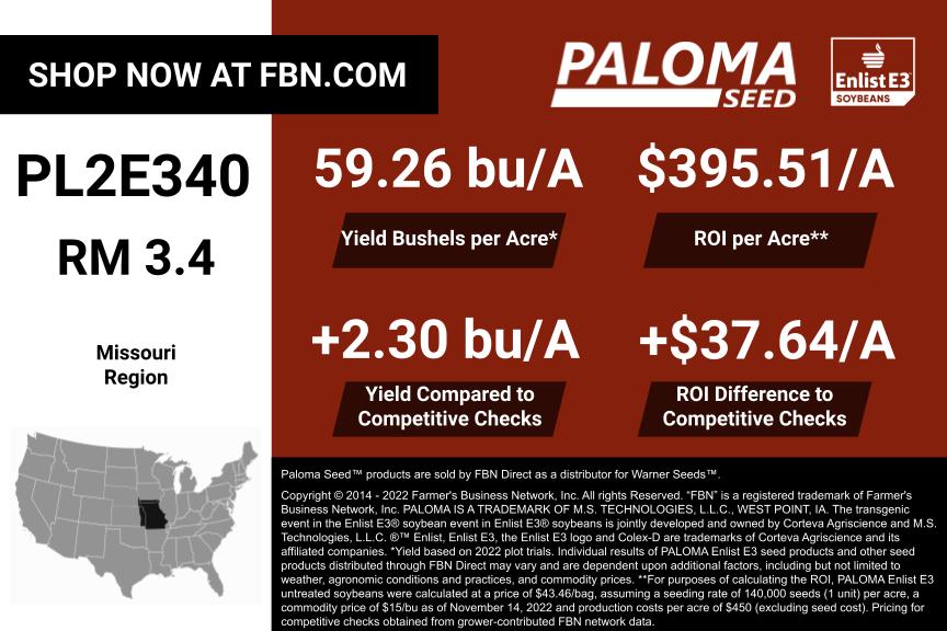 PL2E340 - Missouri - 2022 Yield Graphic