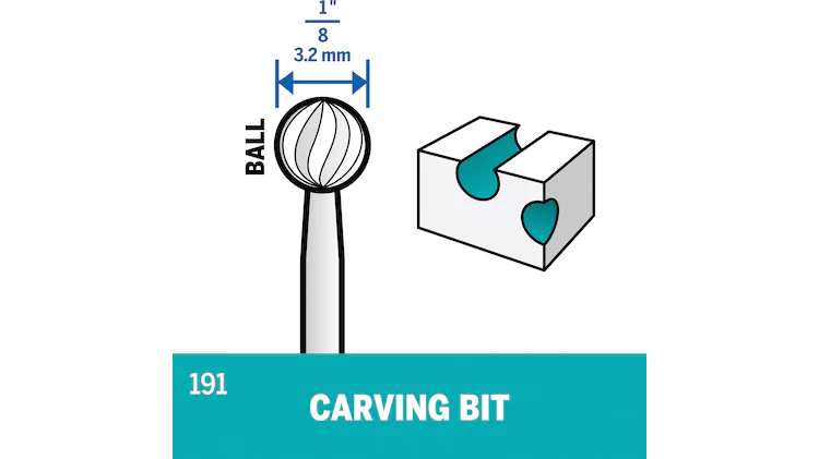 1:8- Carving Bit, Dremel Rotary Accessory diagram