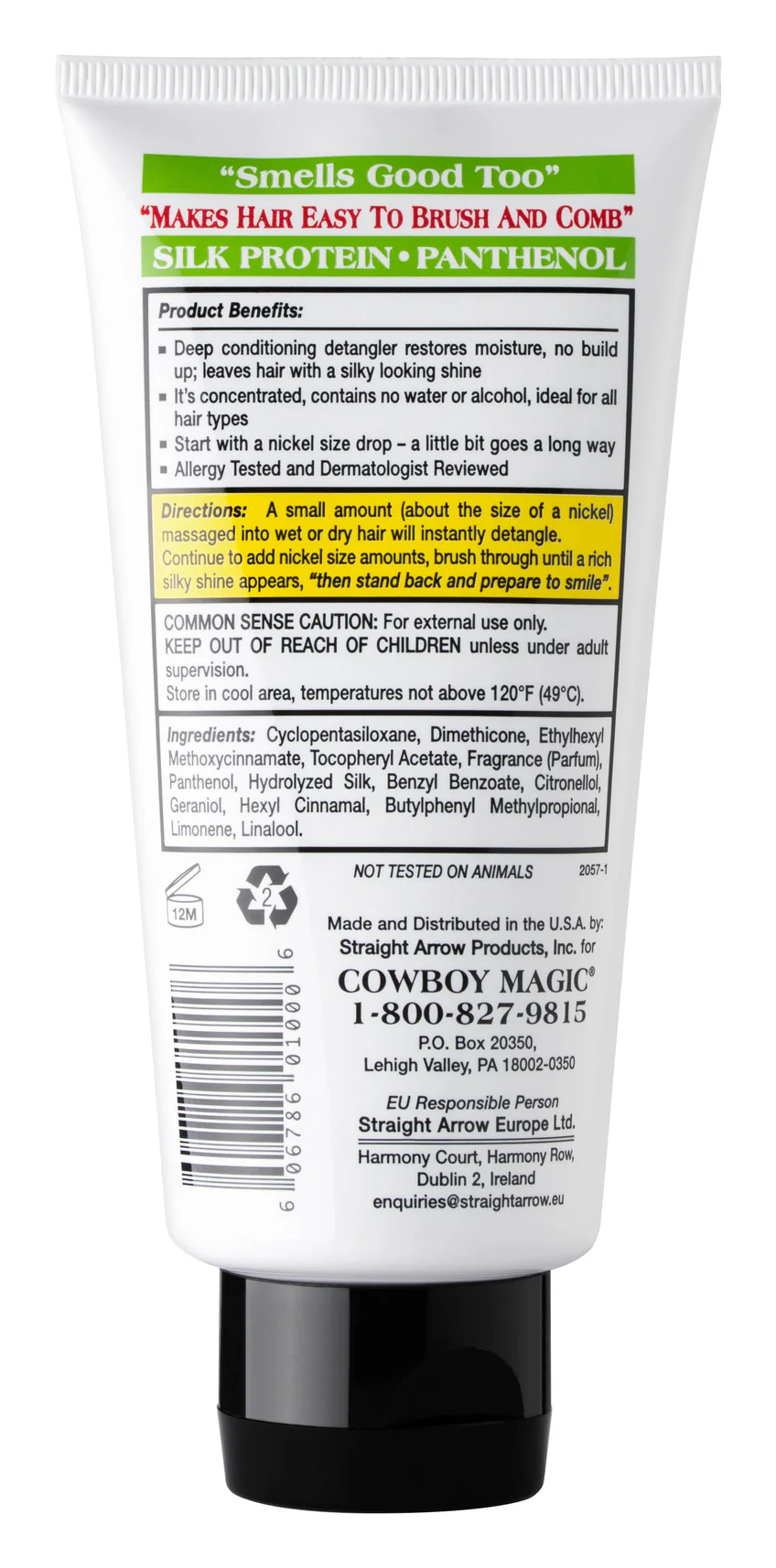 Cowboy Magic Detangler and Shine Back Label