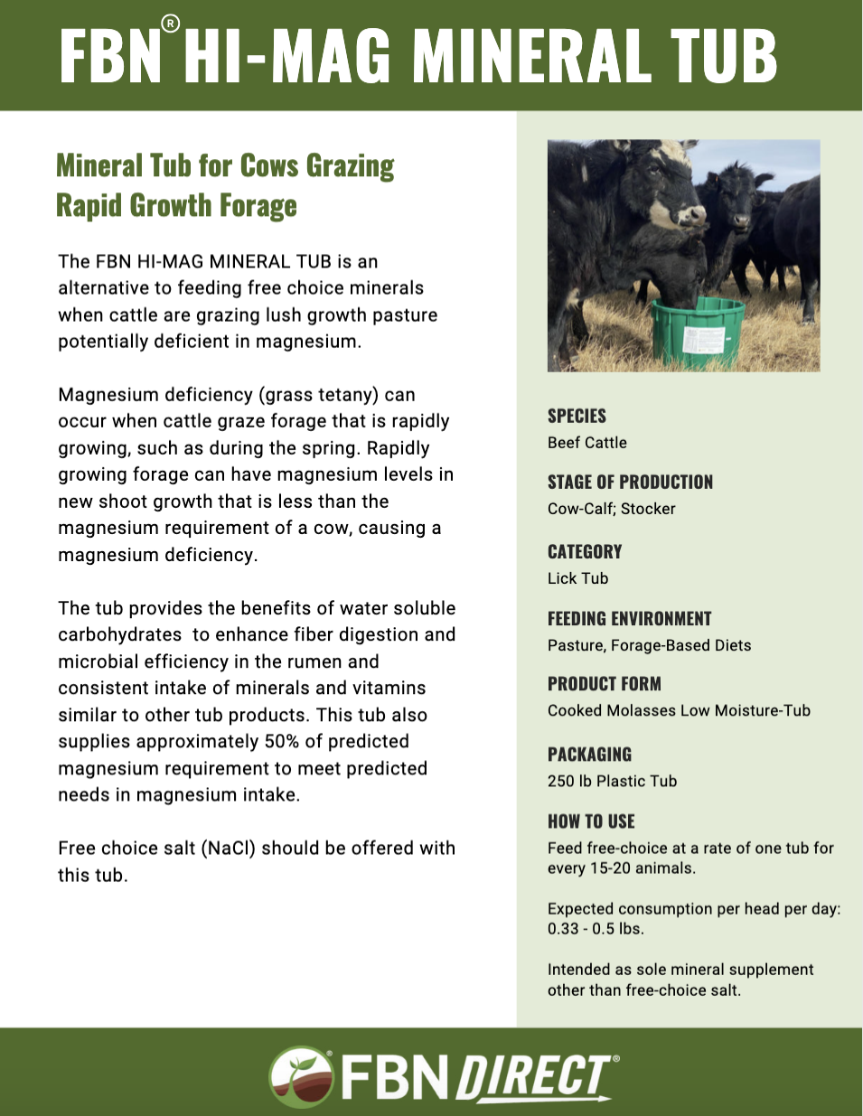 FBN Hi-Mag Mineral Tub Sell Sheet