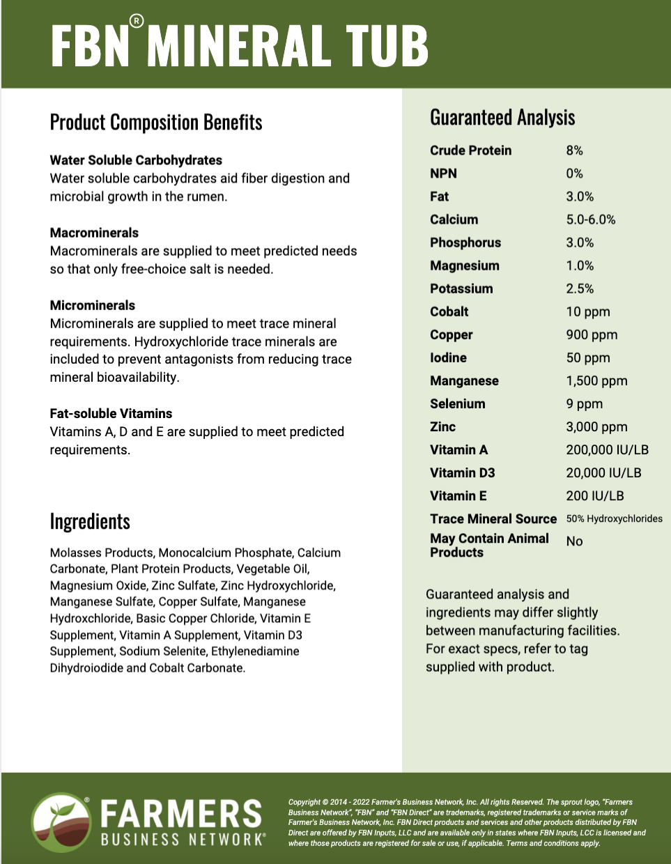 FBN Mineral Tub Sell Sheet 2