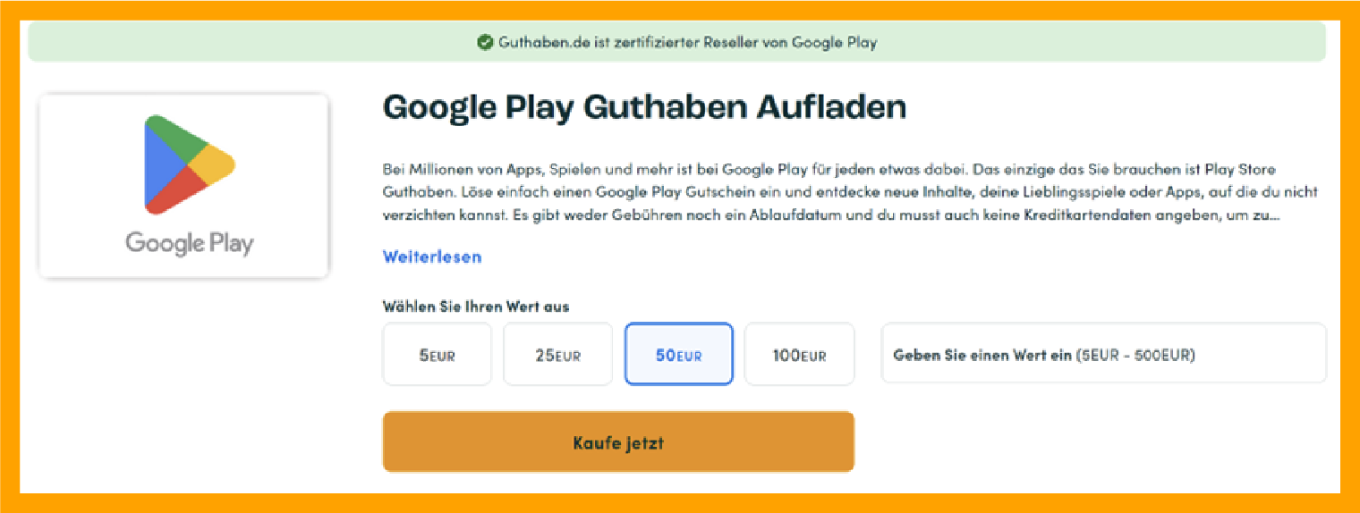 Google Play guthaben aufladen