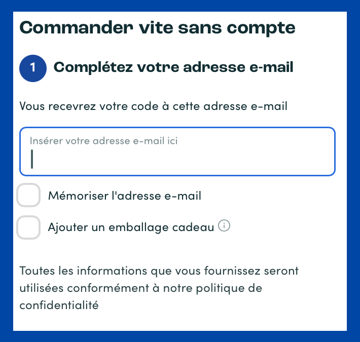 Commander vite sans compte