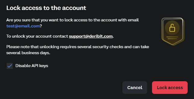 After clicking the link a popup will open on www.deribit.com.