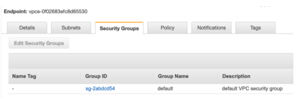 Create and attach a Security Group to the VPC Endpoint for security purposes, and add Tags according to your company pol