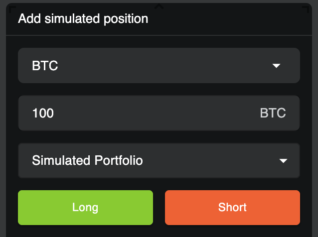 Add equity: Users can add equity to their hypothetical portfolio using the "Add simulated position" modal. To do so, sel