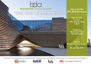 Invitation to BDA 2022 Design Awards V&A Dundee 12th January 2023