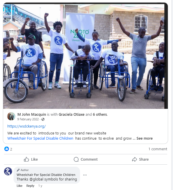 John Macquin and some children in wheelchairs in Kenya
