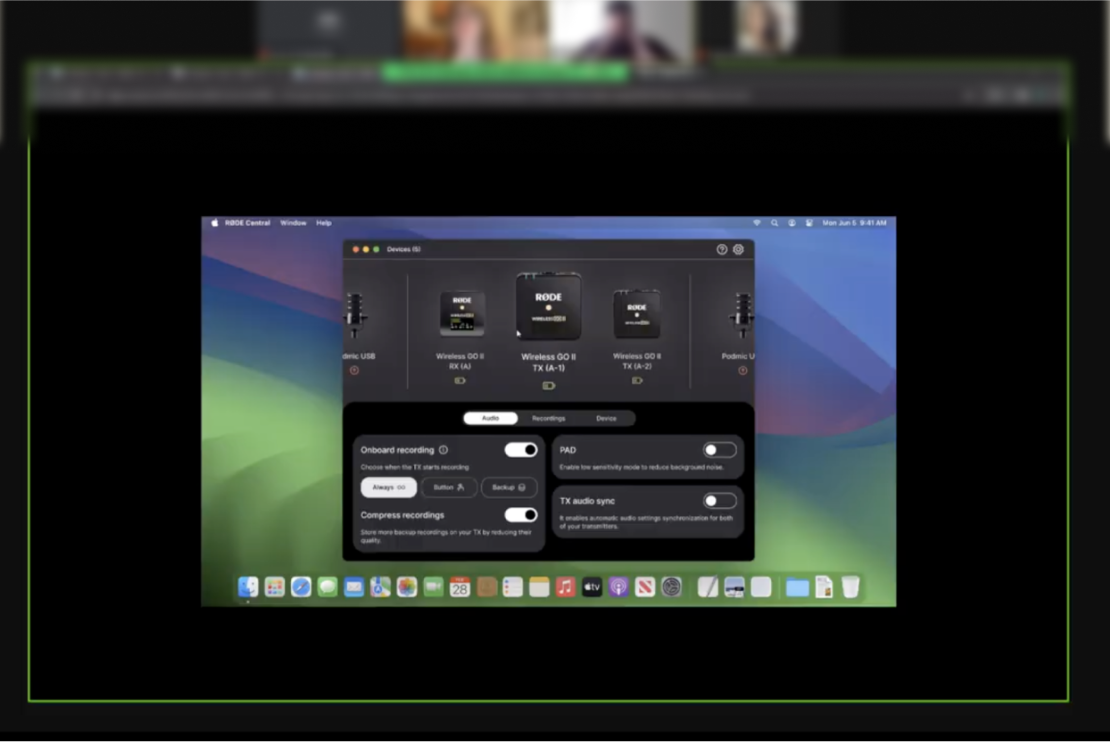 Screenshot from user testing 