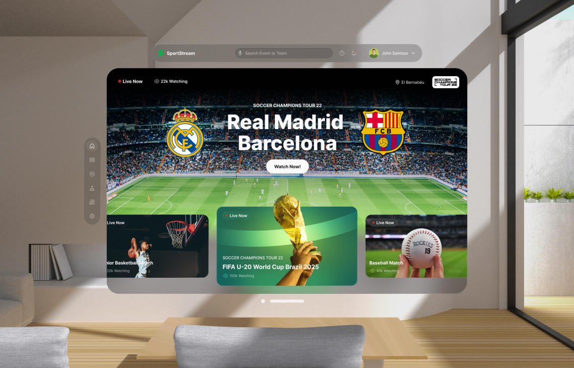 [Vision Pro] CAPTION: the screens of the football app
