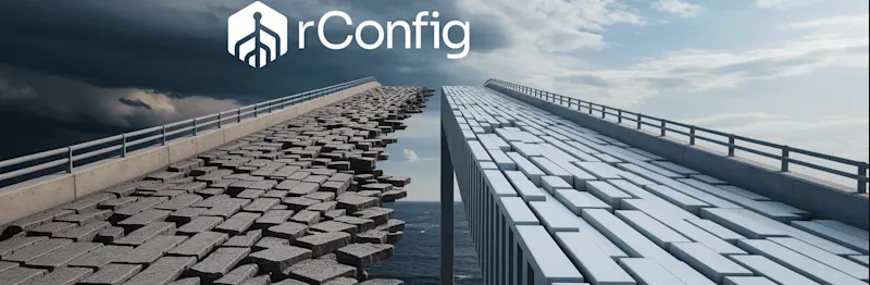 Concrete bridge featuring the word "config" prominently displayed on its surface.