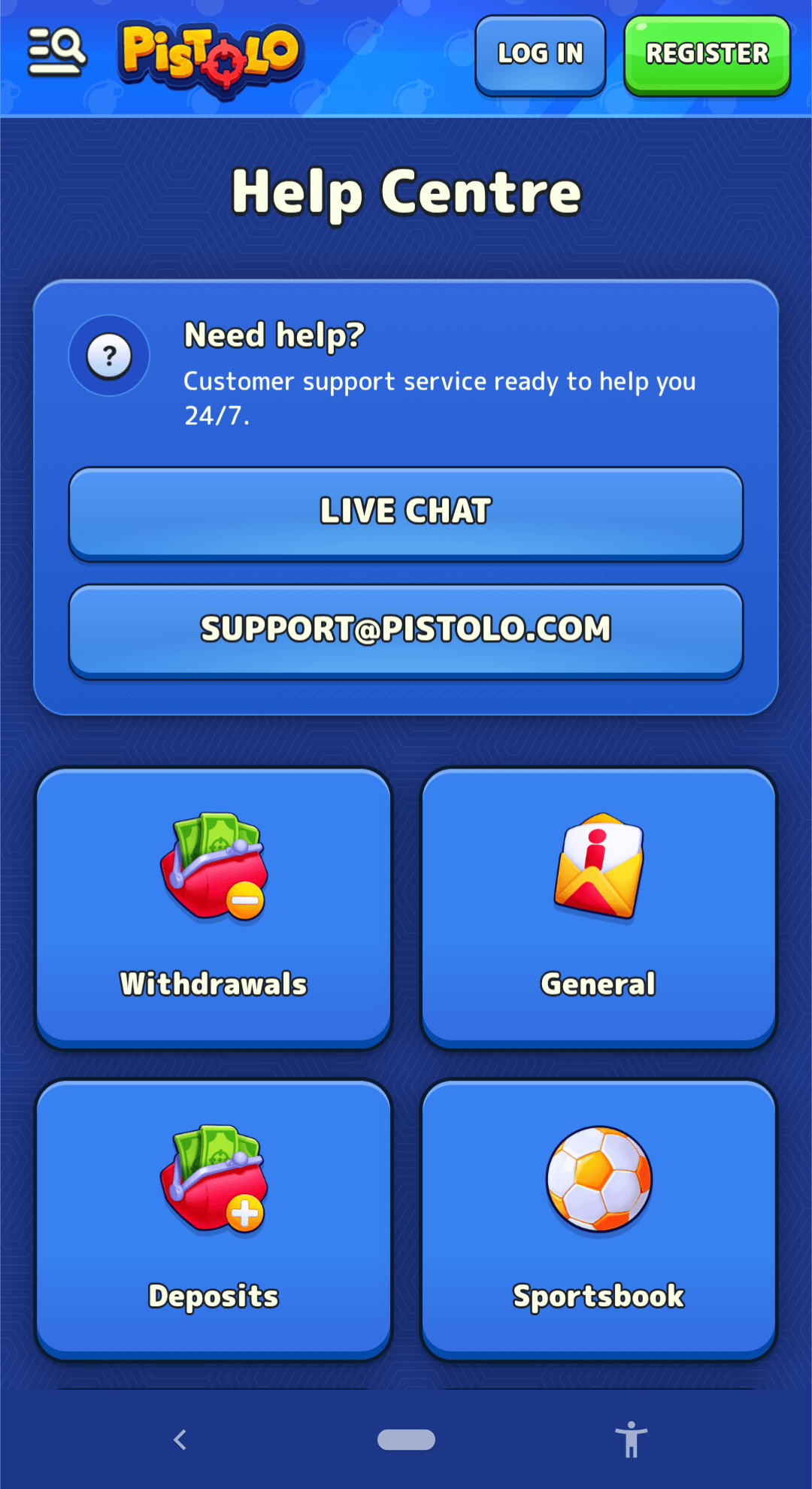 Screenshot der Pistolo Mobile App auf einem Smartphone