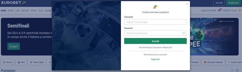 Eurobet registrazione