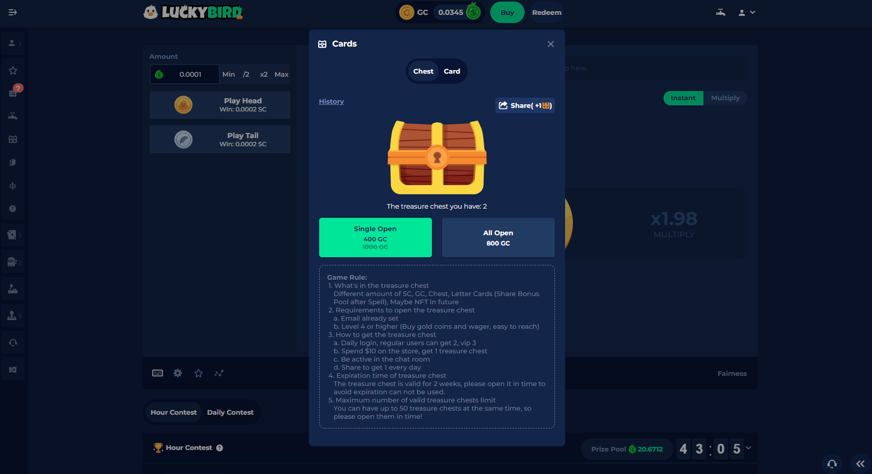 LuckyBird.io Promo Code : 5K GC + 0.98 SC 💰