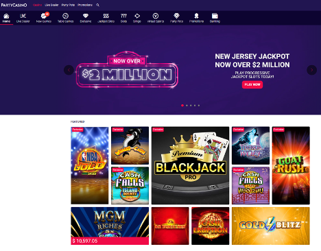 Slots library on Party Casino New Jersey desktop site
