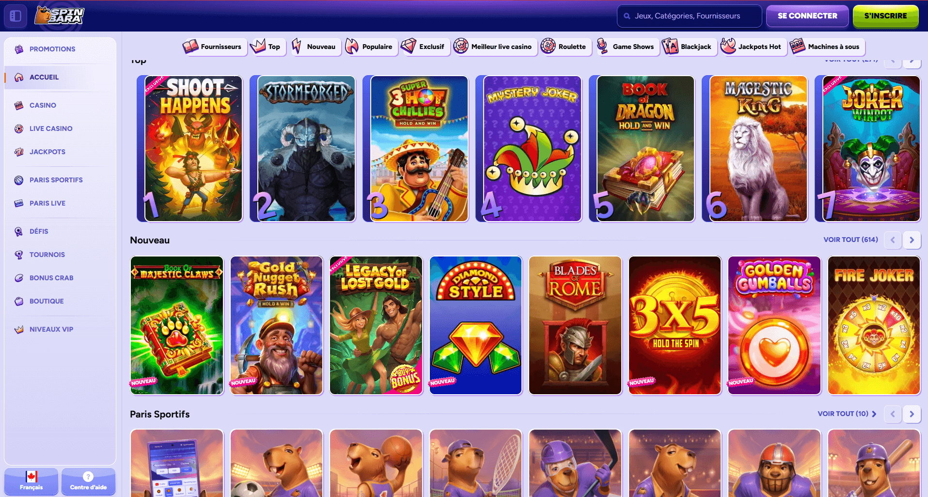 Revue de Spinbara Casino 2026 | Bonus de 5 000 $ + 350 TG