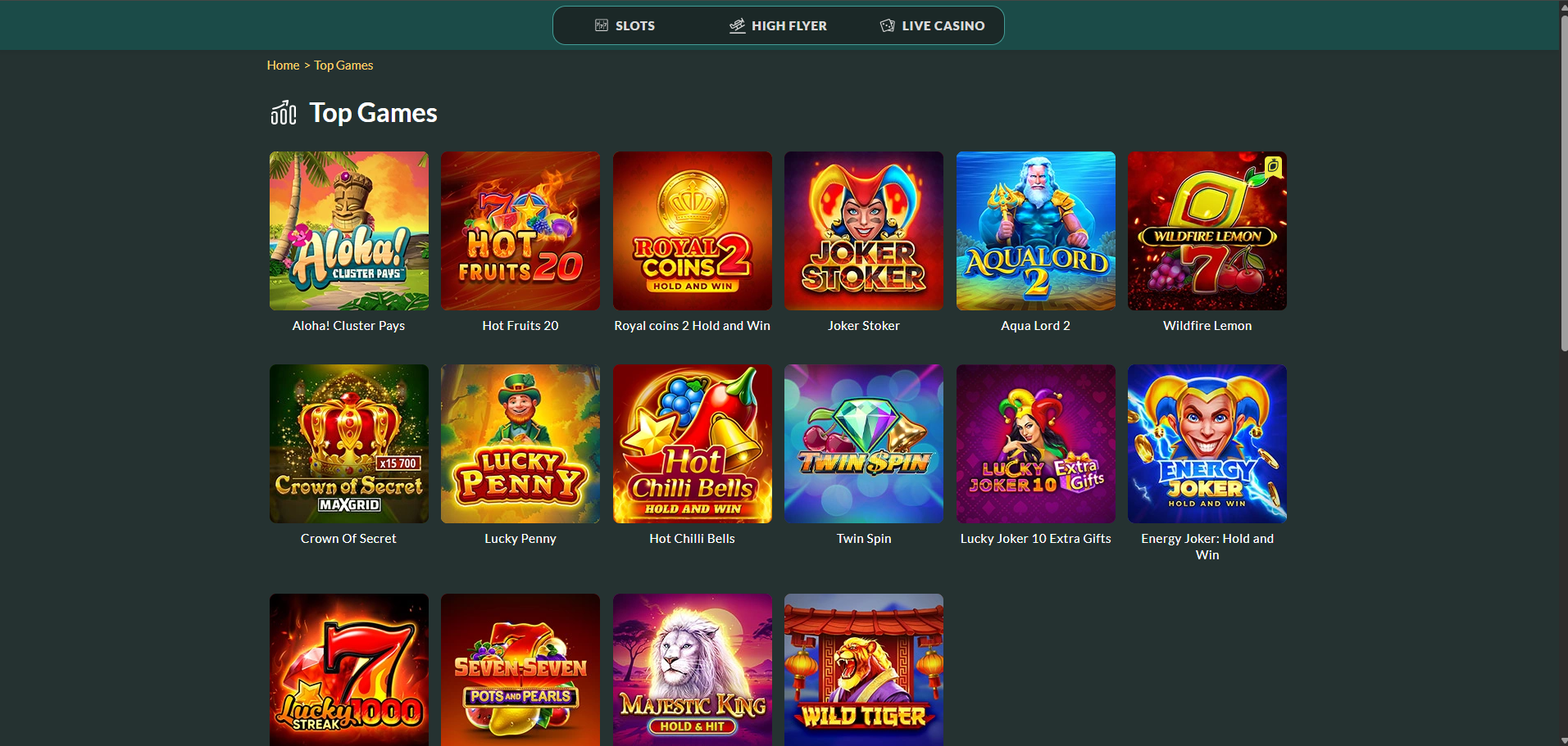 Lemon Casino játékok képernyőképe a mobilalkalmazásban