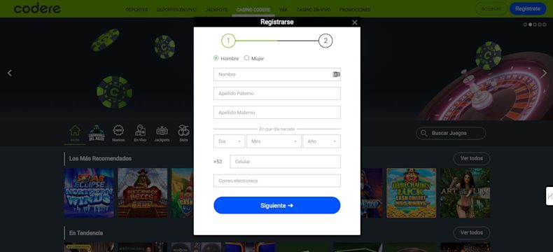 Codere Log Reseña de Codere Casino México 🎖️ Bono Hasta $5,000