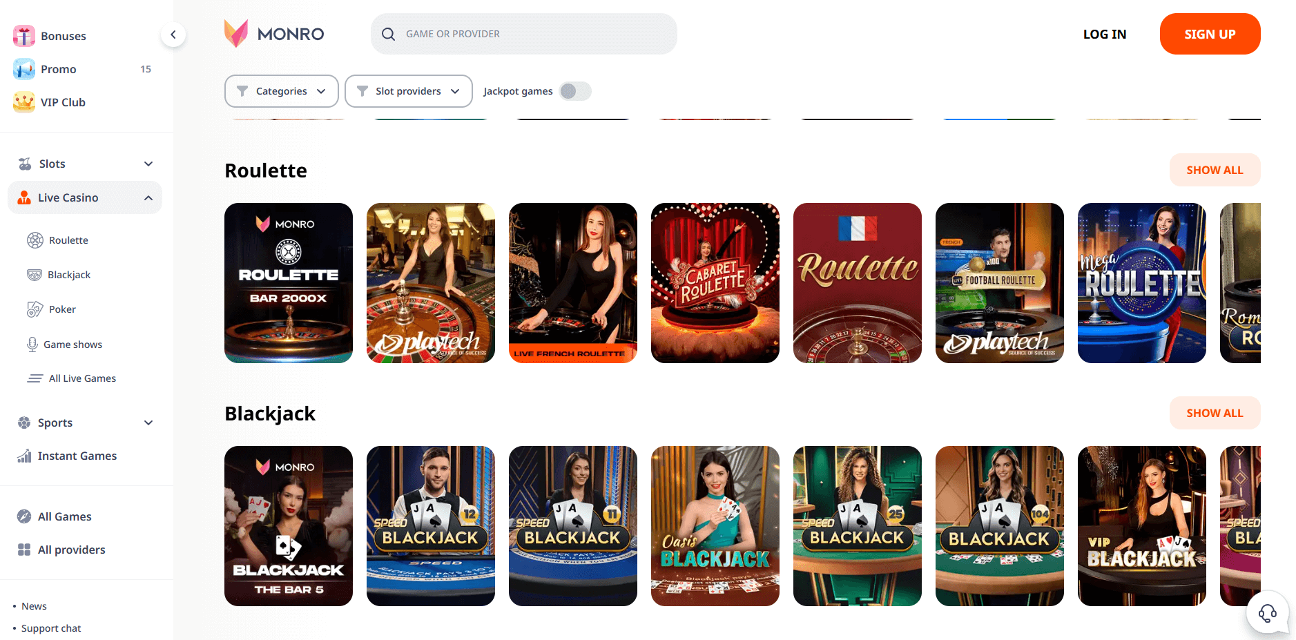 Monro Live Games