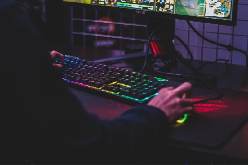 Gamer on RGB keyboard