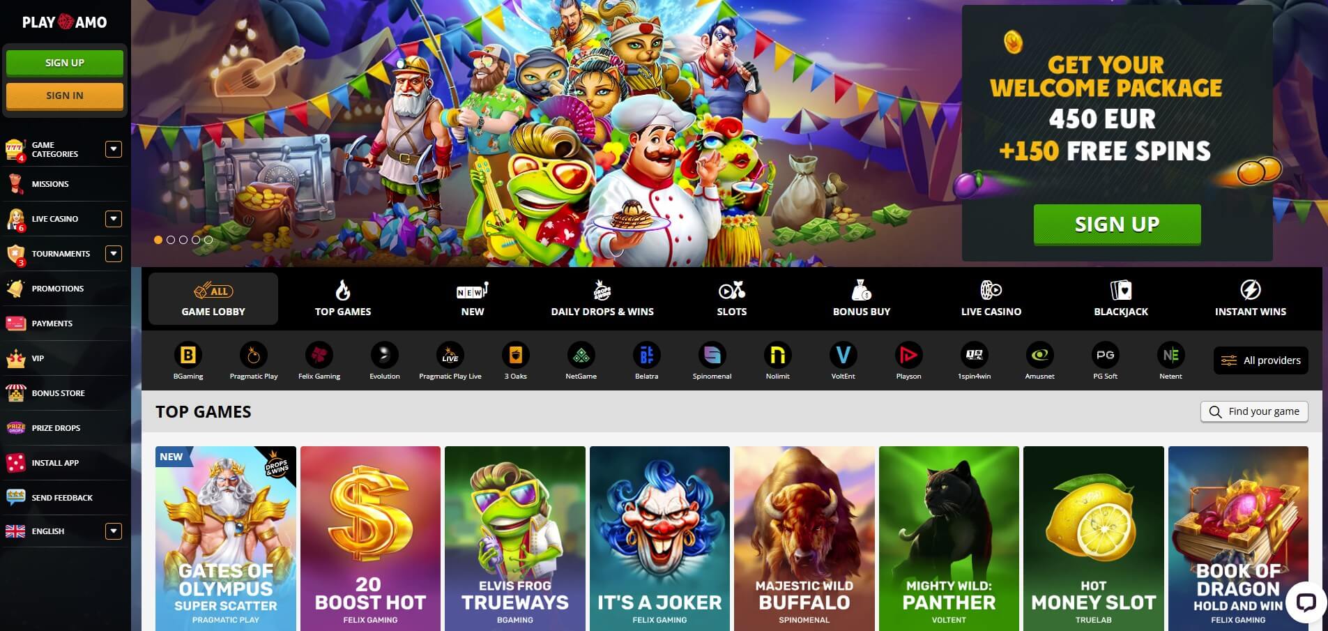 Playamo Casino Screenshot