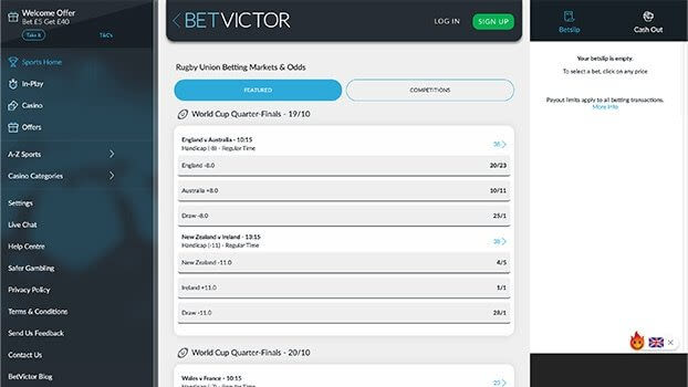 Screenshot of Betvictor Rugby Thumbnail