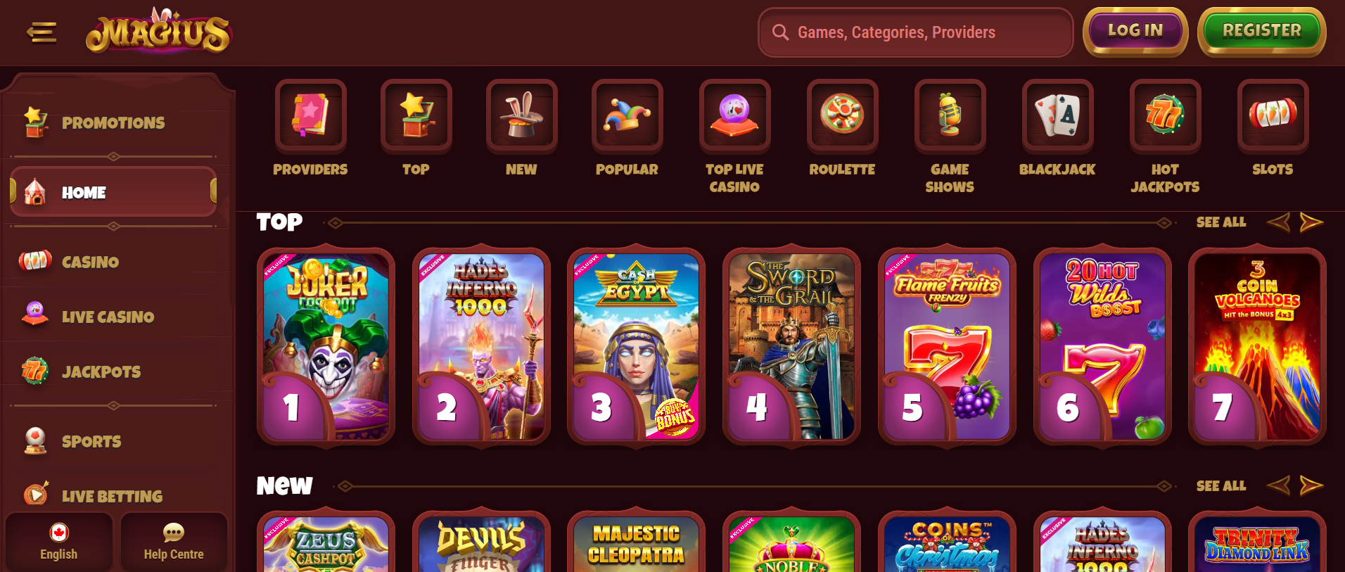 Top Games on Magius Casino