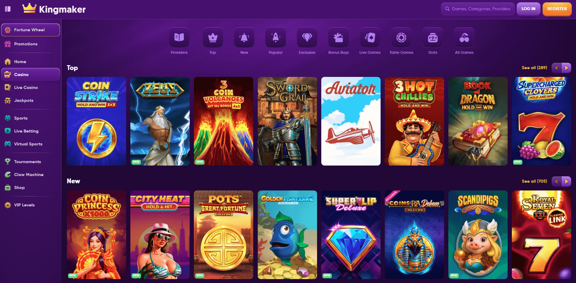 Kingmaker casino games