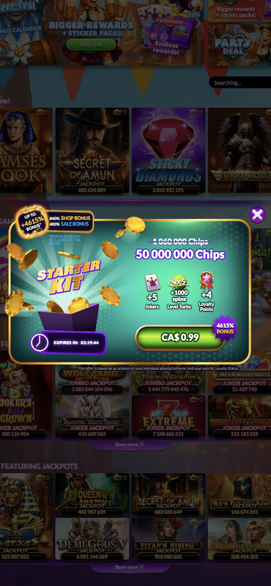 Capture d'écran MyJackpot