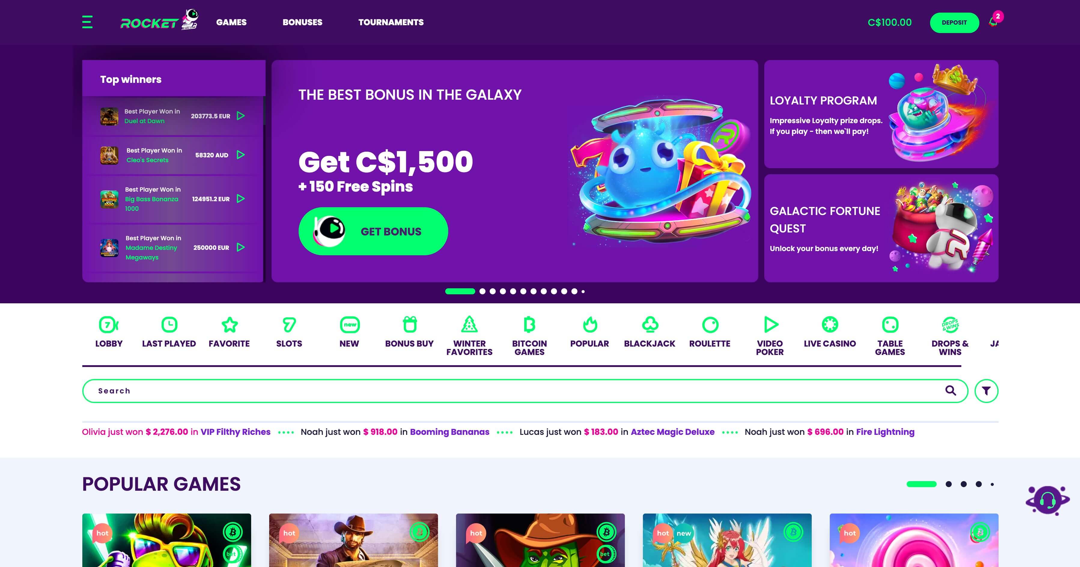 Casino rocket free spins