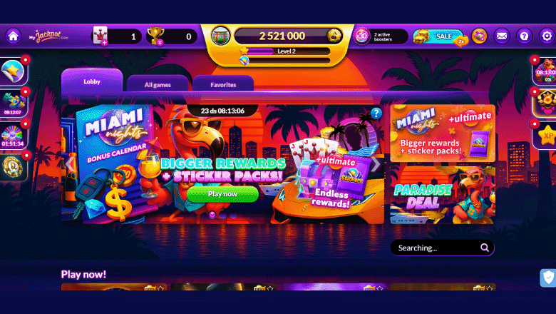 Interface du Casino myjackpot montrant les options de bonus