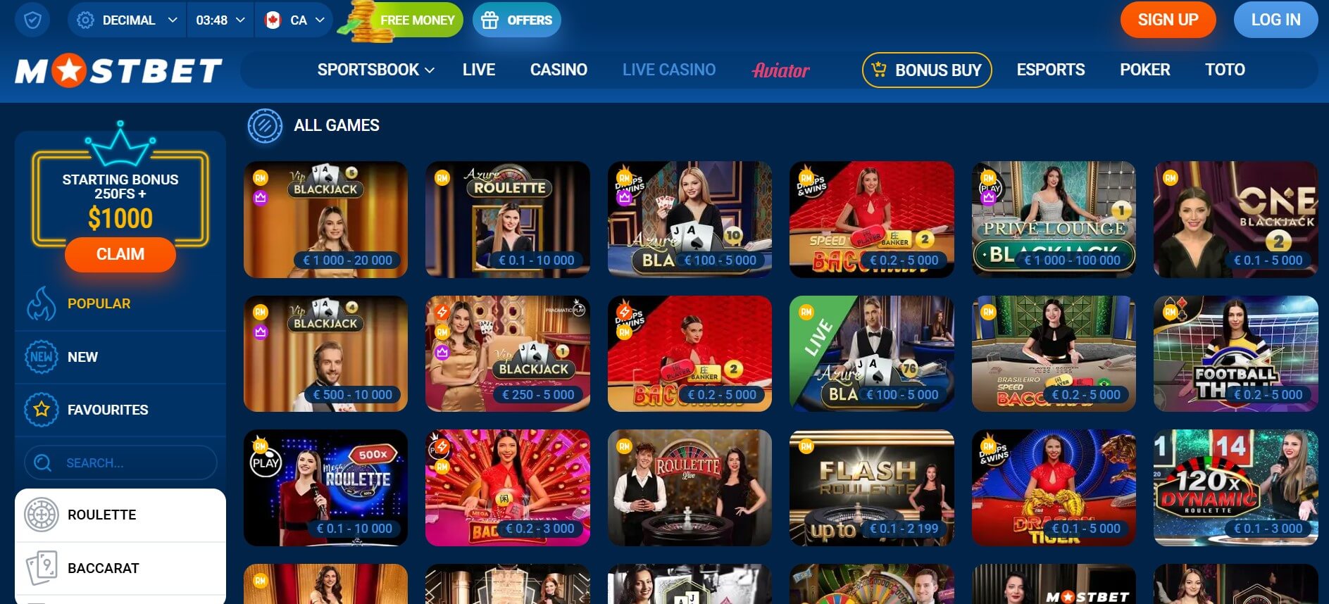 Mostbet kaszinó képernyőképe mobiltelefonon