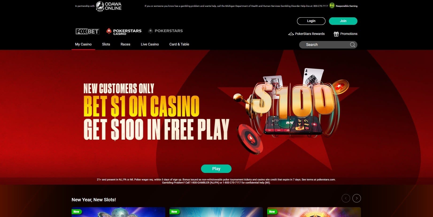PokerStars Casino Lobby on desktop