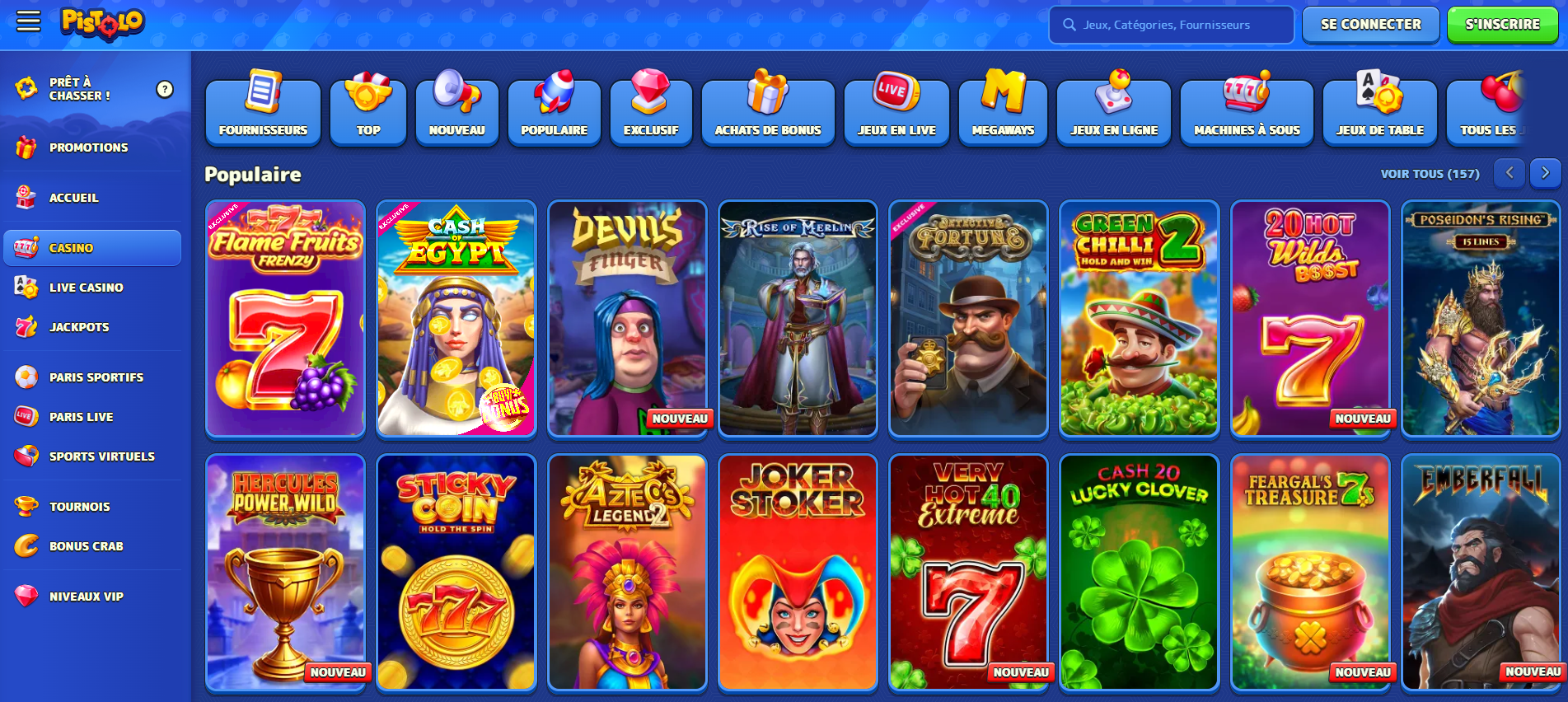 Pistolo Casino Spieleauswahl