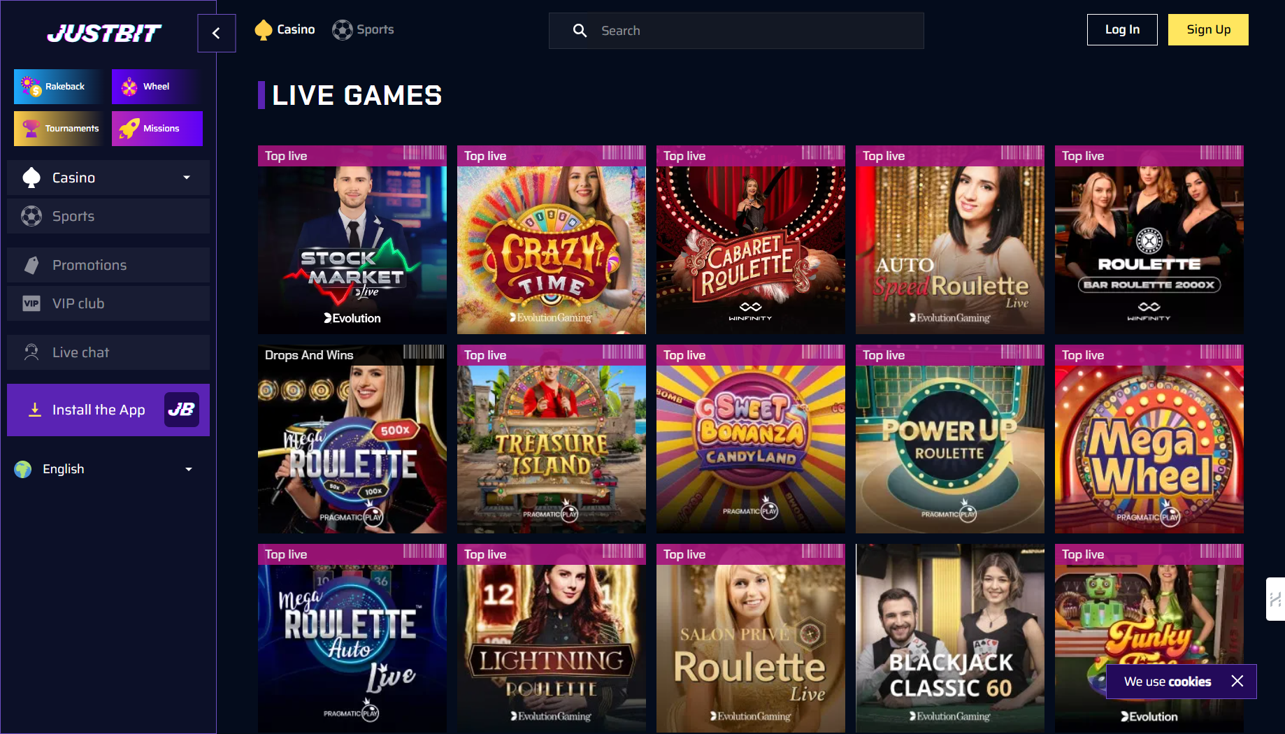 Screenshot of Just Casino Online live casino interface