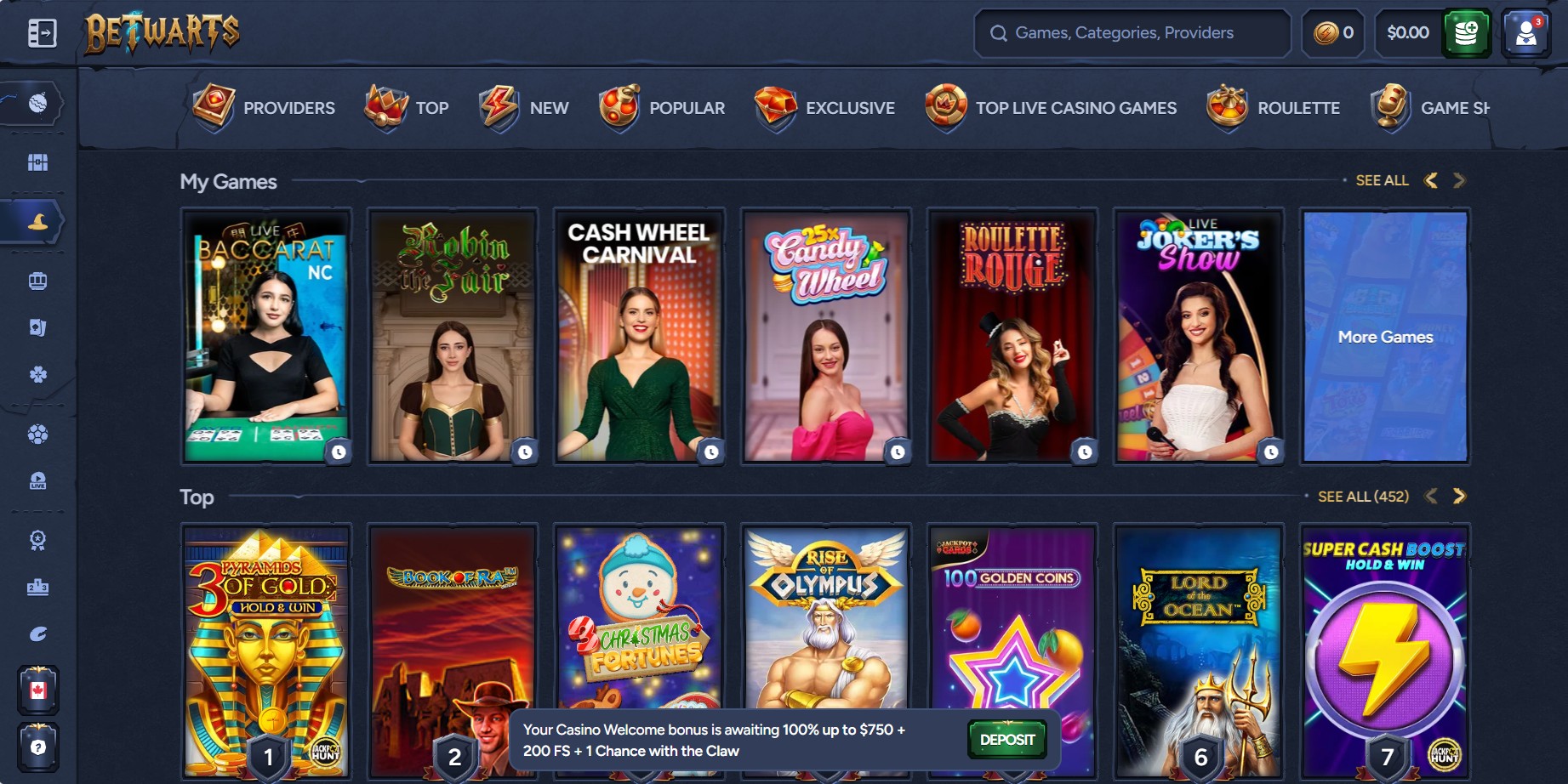 Betwarts Casino Review 2026 | $750 + 200 FS 🪄