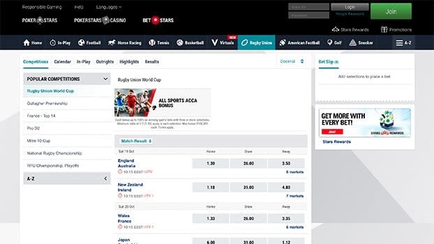 Screenshot of Betstars Rugby Thumbnail'