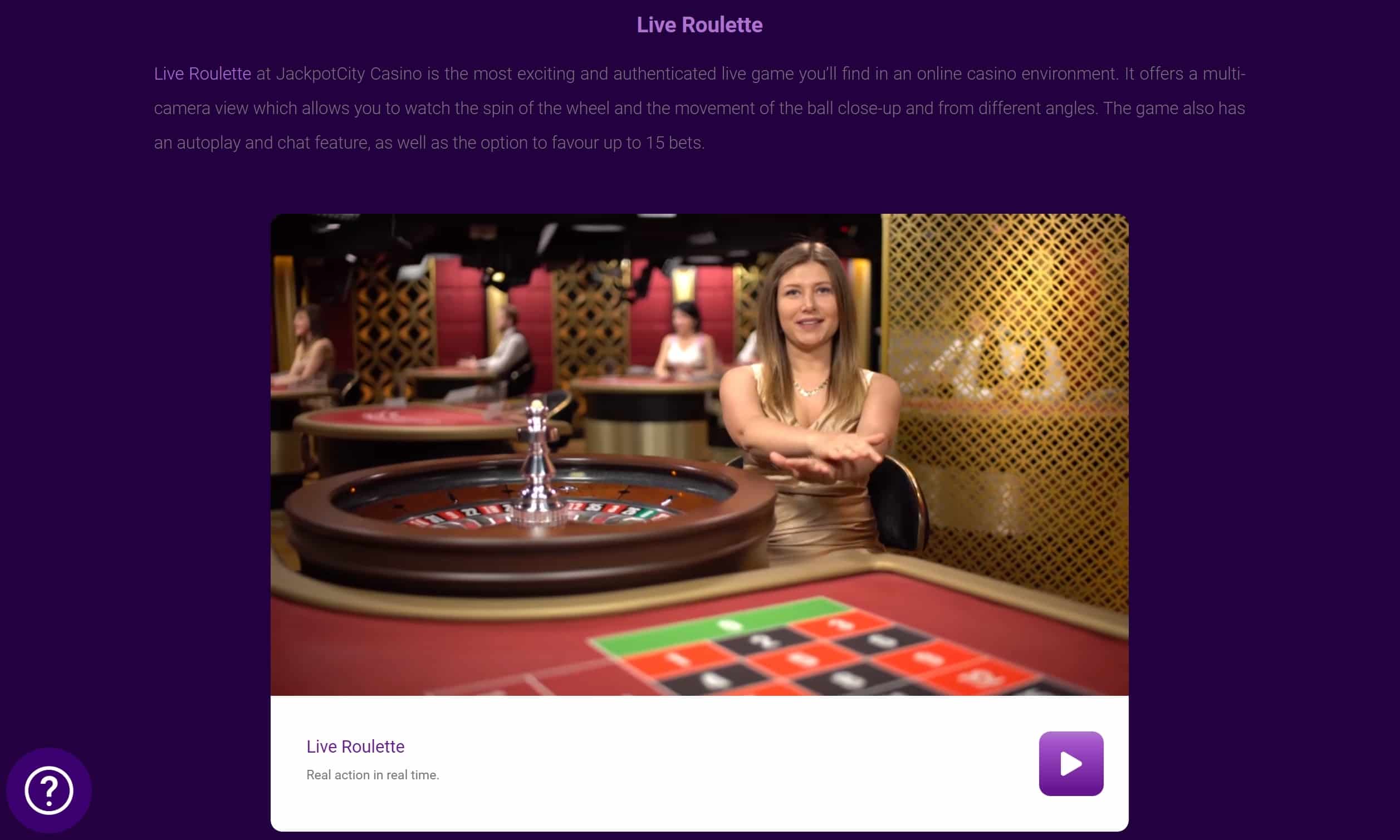 Jackpotcity Live Casino Interface