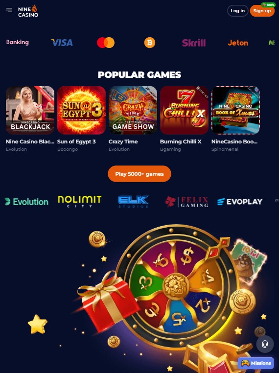 NineCasino Homepage
