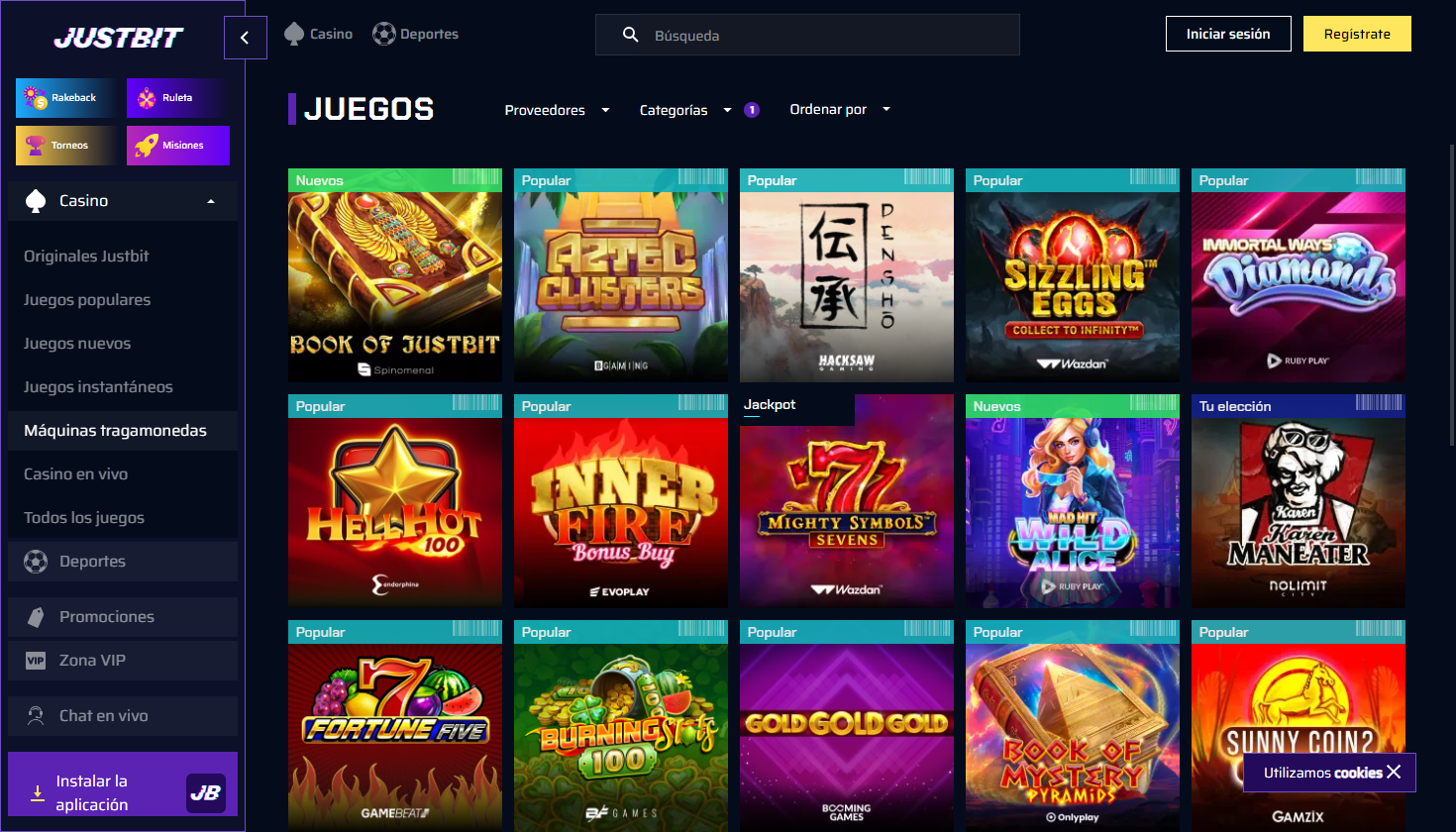JustBit Casino spelmachines