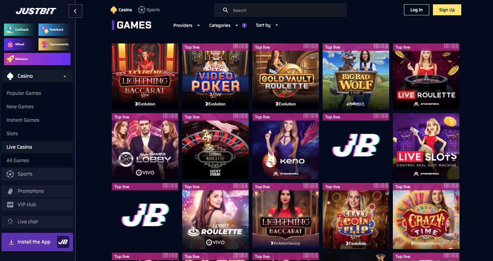 Justbit Casino Live Dealer