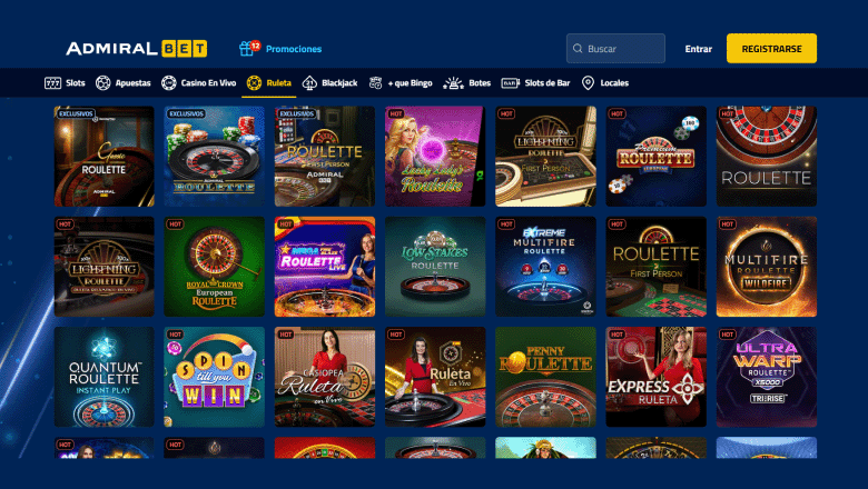 Interfaccia di Admiralbet con evidenza del bonus